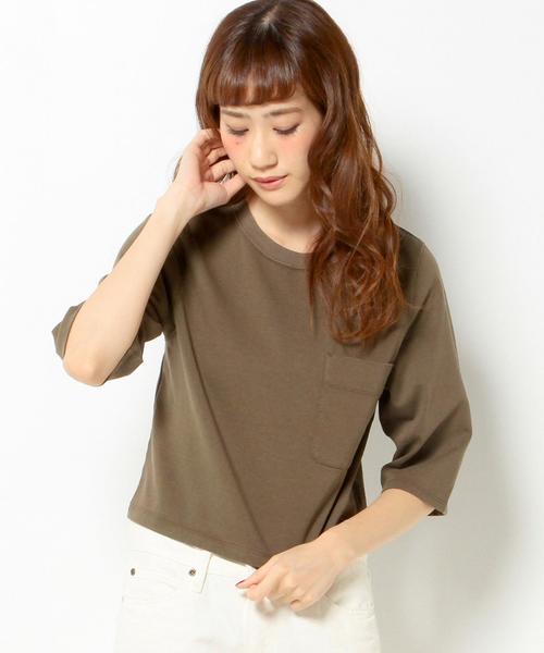 Another Edition（アナザーエディション）の「■7ブ袖ショートTシャツ/AEBC SHORT Tee 7SL◆（Tシャツ/カットソー・レディース・ブラック/ライトグレー/オリーブ/ネイビー・フリー）」の3枚目の写真