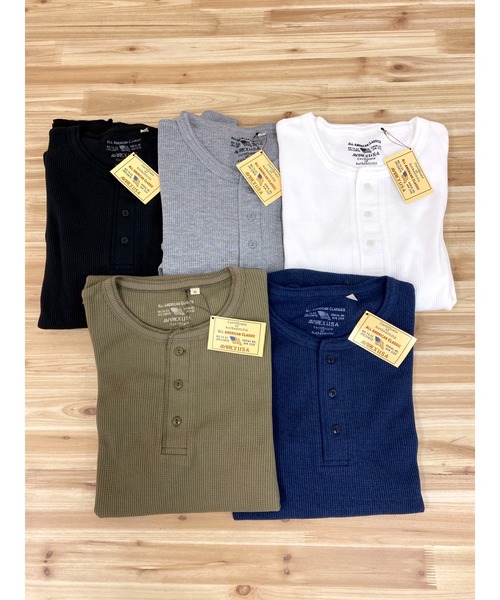 AVIREX（アヴィレックス）の「長袖 サーマル ヘンリーネック Tシャツ デイリーウェア（Tシャツ/カットソー・メンズ・オリーブ/ネイビー/杢グレー/ブラック/ホワイト・2XL/L/XL/M）」の6枚目の写真