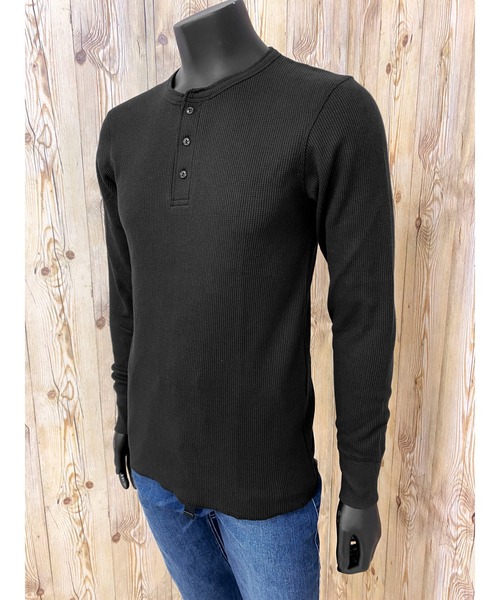 AVIREX（アヴィレックス）の「長袖 サーマル ヘンリーネック Tシャツ デイリーウェア（Tシャツ/カットソー・メンズ・オリーブ/ネイビー/杢グレー/ブラック/ホワイト・2XL/L/XL/M）」の11枚目の写真