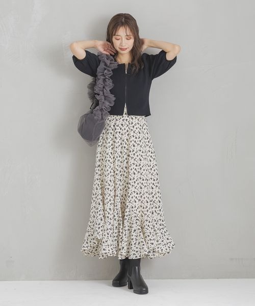 mysty woman(ミスティウーマン)の「WジップパフSLニット 140920(カーディガン/ボレロ・レディース・オフホワイト/ライトグレー/ブラック・FREE)」の15枚目の写真