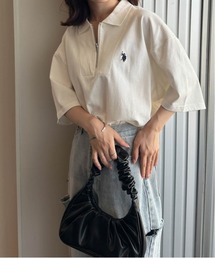 <U.S.POLO ASSN.> ワンポイント刺繍ジップアップポロ