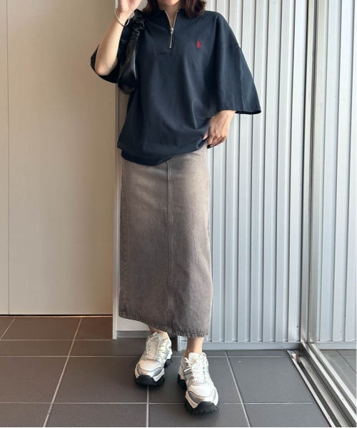 U.S. POLO ASSN.(ユーエスポロアッスン)の「<U.S.POLO ASSN.> ワンポイント刺繍ジップアップポロ(Tシャツ/カットソー・レディース・スミクロ/オフホワイト/グレー/ネイビー/ブラック・M)」の8枚目の写真