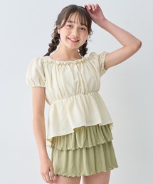 Amourire girl（アムリールガール）の「レースパフトップ×スカパン上下2点セット【キッズ/ジュニア水着】（130㎝～150㎝）（水着）」