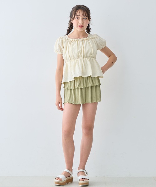 Amourire girl（アムリールガール）の「レースパフトップ×スカパン上下2点セット【キッズ/ジュニア水着】（130㎝～150㎝）（水着・キッズ・イエロー/オフホワイト・130cm/140cm/150cm/160cm）」の12枚目の写真