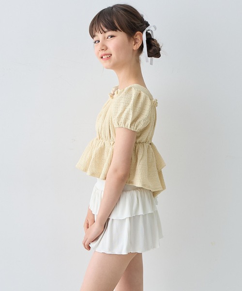 Amourire girl（アムリールガール）の「レースパフトップ×スカパン上下2点セット【キッズ/ジュニア水着】（130㎝～150㎝）（水着・キッズ・イエロー/オフホワイト・130cm/140cm/150cm/160cm）」の17枚目の写真