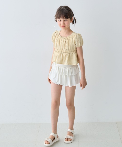 Amourire girl（アムリールガール）の「レースパフトップ×スカパン上下2点セット【キッズ/ジュニア水着】（130㎝～150㎝）（水着・キッズ・イエロー/オフホワイト・130cm/140cm/150cm/160cm）」の21枚目の写真