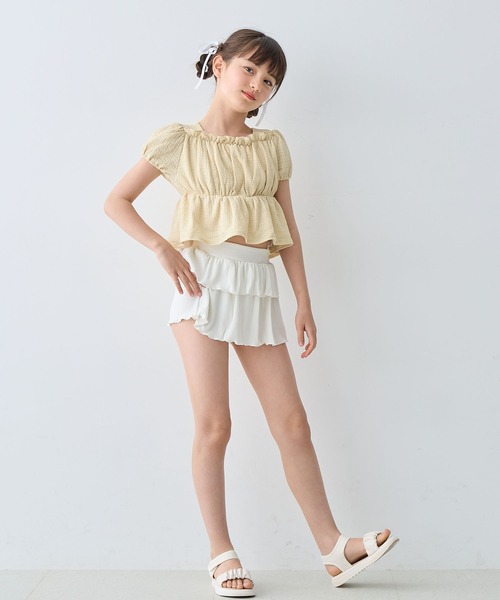 Amourire girl（アムリールガール）の「レースパフトップ×スカパン上下2点セット【キッズ/ジュニア水着】（130㎝～150㎝）（水着・キッズ・イエロー/オフホワイト・130cm/140cm/150cm/160cm）」の22枚目の写真