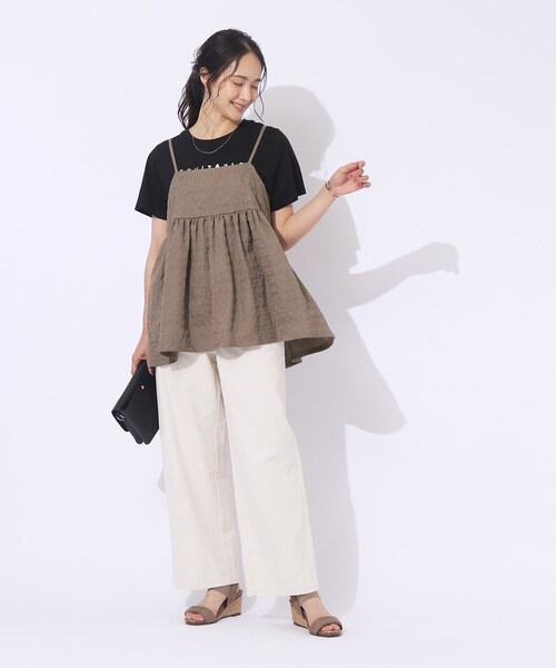 DRESKIP（ドレスキップ）の「◆【2点セット】着回しを楽しめる ふくれジャカードキャミ＋Tシャツ（その他トップス・レディース・ブラック/ブラウン系その他/ブルー・04/03/02）」の8枚目の写真