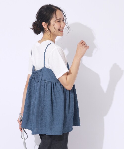 DRESKIP（ドレスキップ）の「◆【2点セット】着回しを楽しめる ふくれジャカードキャミ＋Tシャツ（その他トップス・レディース・ブラック/ブラウン系その他/ブルー・04/03/02）」の11枚目の写真