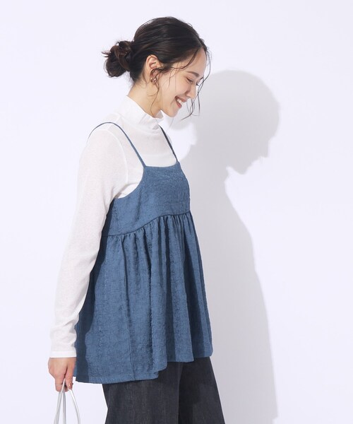 DRESKIP（ドレスキップ）の「◆【2点セット】着回しを楽しめる ふくれジャカードキャミ＋Tシャツ（その他トップス・レディース・ブラック/ブラウン系その他/ブルー・04/03/02）」の13枚目の写真