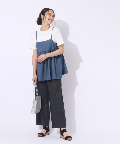 DRESKIP（ドレスキップ）の「◆【2点セット】着回しを楽しめる ふくれジャカードキャミ＋Tシャツ（その他トップス・レディース・ブラック/ブラウン系その他/ブルー・04/03/02）」の14枚目の写真