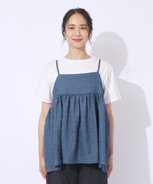 DRESKIP（ドレスキップ）の「◆【2点セット】着回しを楽しめる ふくれジャカードキャミ＋Tシャツ（その他トップス・レディース・ブラック/ブラウン系その他/ブルー・04/03/02）」の17枚目の写真