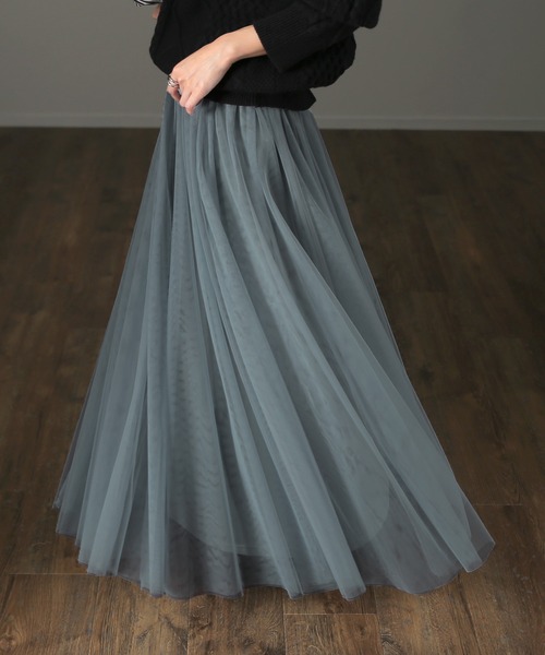 HUG.U（ハグユー）の「ドラマチックチュールスカート（スカート・レディース・ブラック/カーキ/ブルーグレー・FREE）」の2枚目の写真
