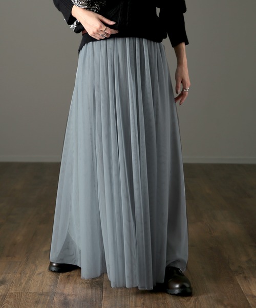 HUG.U（ハグユー）の「ドラマチックチュールスカート（スカート・レディース・ブラック/カーキ/ブルーグレー・FREE）」の11枚目の写真