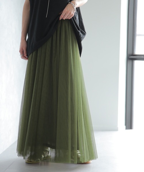 HUG.U（ハグユー）の「ドラマチックチュールスカート（スカート・レディース・ブラック/カーキ/ブルーグレー・FREE）」の13枚目の写真