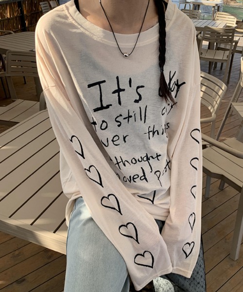 Vipoa（ヴィポア）の「オーバープリントロングカットソー（Tシャツ/カットソー・レディース・ホワイト/ブラック/アイボリー・FREE）」の6枚目の写真