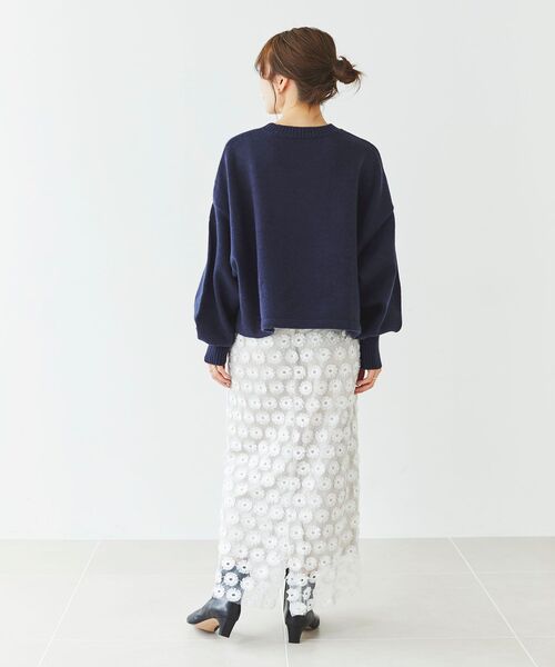 le.coeur blanc（ルクールブラン）の「《WEB限定アイテム》ジャガードナンバーロゴニット（ニット/セーター・レディース・オフホワイト/グレー/グリーン/ネイビー・38）」の22枚目の写真