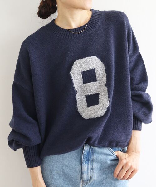 le.coeur blanc（ルクールブラン）の「《WEB限定アイテム》ジャガードナンバーロゴニット（ニット/セーター・レディース・オフホワイト/グレー/グリーン/ネイビー・38）」の17枚目の写真