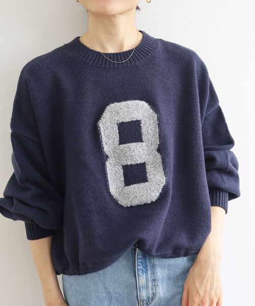 le.coeur blanc（ルクールブラン）の「《WEB限定アイテム》ジャガードナンバーロゴニット（ニット/セーター・レディース・オフホワイト/グレー/グリーン/ネイビー・38）」の16枚目の写真