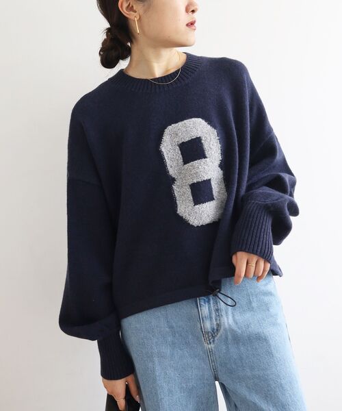 le.coeur blanc（ルクールブラン）の「《WEB限定アイテム》ジャガードナンバーロゴニット（ニット/セーター・レディース・オフホワイト/グレー/グリーン/ネイビー・38）」の15枚目の写真