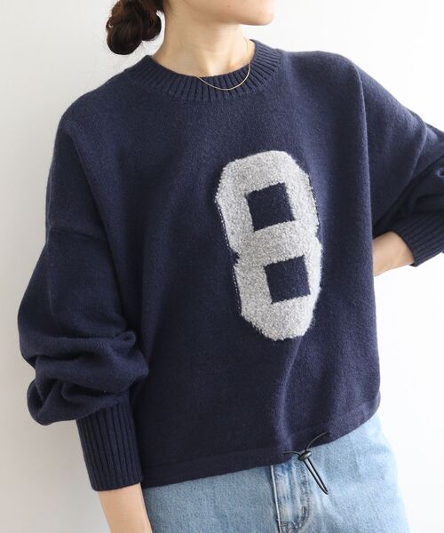 le.coeur blanc（ルクールブラン）の「《WEB限定アイテム》ジャガードナンバーロゴニット（ニット/セーター・レディース・オフホワイト/グレー/グリーン/ネイビー・38）」の14枚目の写真