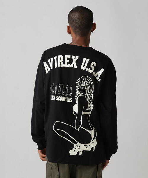 《WEB&DEPOT限定》BLACK SCORPIONS LONGSLEEVE T-SHIRT / ブラック スコーピオン 長袖Tシャツ(Tシャツ/カットソー)|AVIREX(アヴィレックス)