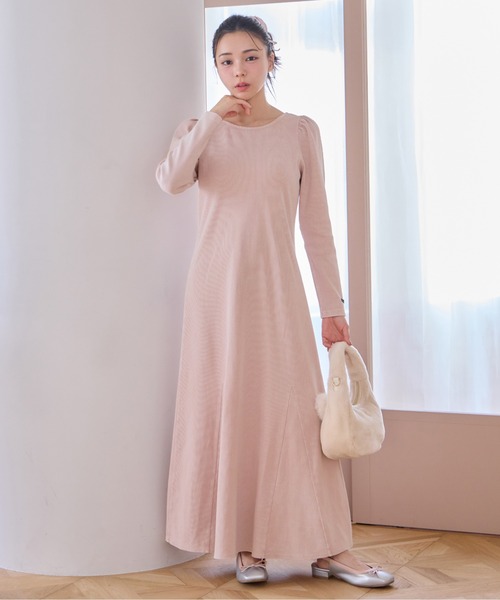 one after another NICE CLAUP（ワンアフターアナザーナイスクラップ）の「レースアップロングワンピース（ワンピース・レディース・オフホワイト/チャコールグレー/ピンク・FREE）」の9枚目の写真