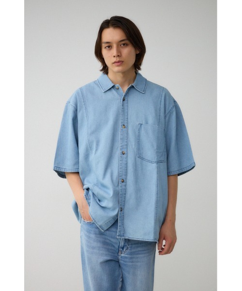 AZUL by moussy（アズールバイマウジー）の「ライトオンスデニムオーバーシャツ（シャツ/ブラウス・メンズ・ライトブラック/ライトブルー・FREE）」の15枚目の写真