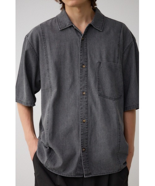 AZUL by moussy（アズールバイマウジー）の「ライトオンスデニムオーバーシャツ（シャツ/ブラウス・メンズ・ライトブラック/ライトブルー・FREE）」の3枚目の写真