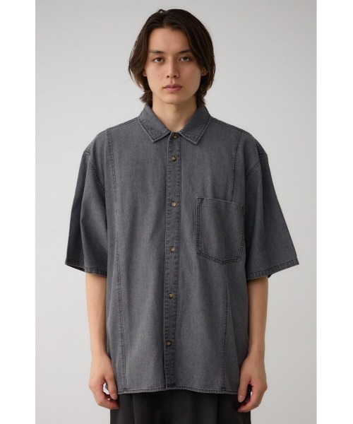 AZUL by moussy（アズールバイマウジー）の「ライトオンスデニムオーバーシャツ（シャツ/ブラウス・メンズ・ライトブラック/ライトブルー・FREE）」の6枚目の写真
