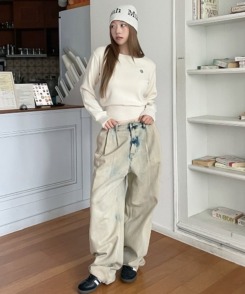 muahmuah(ムーアムーア)の「A'GEM/9 × .kom 『muah muah/ムーアムーア』 STITCH LOGO SOFT BOATNECK KNIT/ステッチロゴソフトボートネック ニット(ニット/セーター・レディース・ブラック/アイボリー/ピンク/ブルー・FREE)」の19枚目の写真