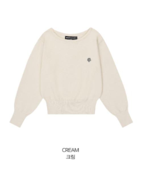 muahmuah(ムーアムーア)の「A'GEM/9 × .kom 『muah muah/ムーアムーア』 STITCH LOGO SOFT BOATNECK KNIT/ステッチロゴソフトボートネック ニット(ニット/セーター・レディース・ブラック/アイボリー/ピンク/ブルー・FREE)」の11枚目の写真