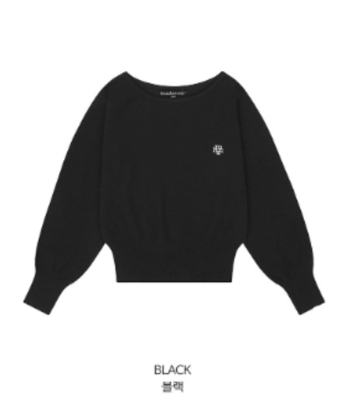 muahmuah(ムーアムーア)の「A'GEM/9 × .kom 『muah muah/ムーアムーア』 STITCH LOGO SOFT BOATNECK KNIT/ステッチロゴソフトボートネック ニット(ニット/セーター・レディース・ブラック/アイボリー/ピンク/ブルー・FREE)」の12枚目の写真