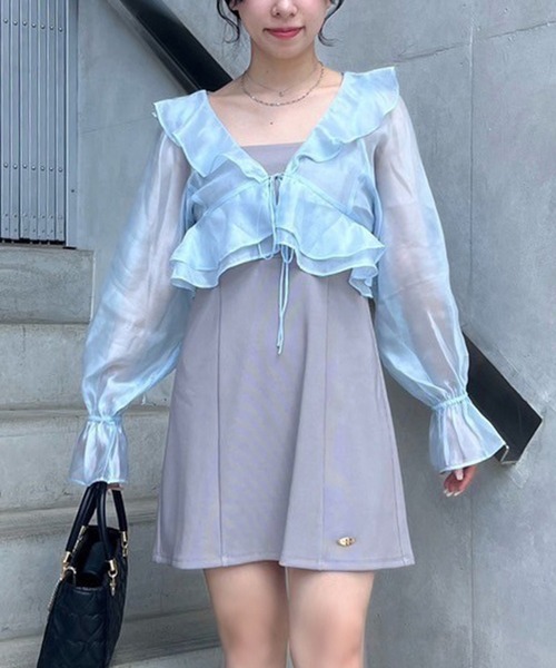 one after another NICE CLAUP(ワンアフターアナザーナイスクラップ)の「【スタッフ企画】ボレロsetミニワンピース(ワンピース・レディース・オフホワイト/サックスブルー/ピンク系その他・FREE)」の1枚目の写真