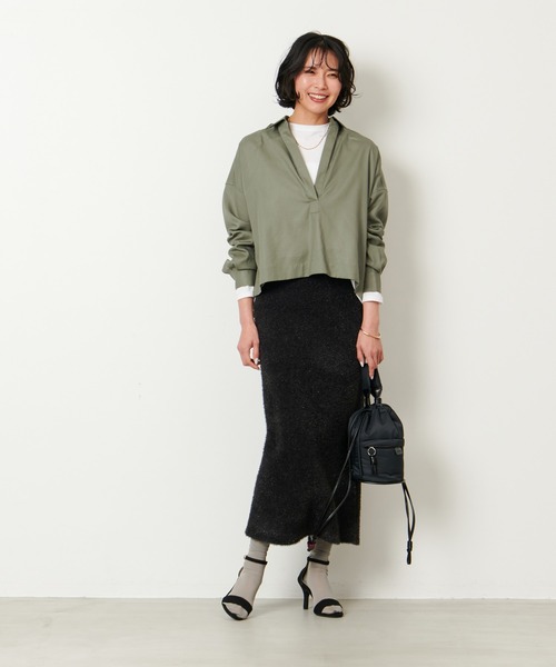 MICA&DEAL（マイカ＆ディール）の「シャギーラメタイトスカート（スカート・レディース・ベージュ/シルバー/チャコールグレー・FREE）」の4枚目の写真