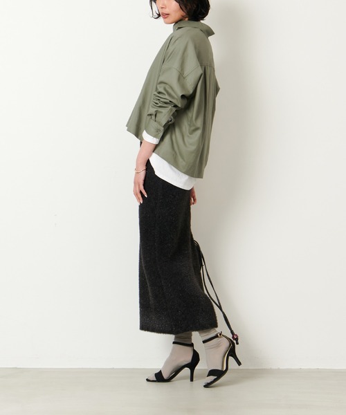 MICA&DEAL（マイカ＆ディール）の「シャギーラメタイトスカート（スカート・レディース・ベージュ/シルバー/チャコールグレー・FREE）」の6枚目の写真