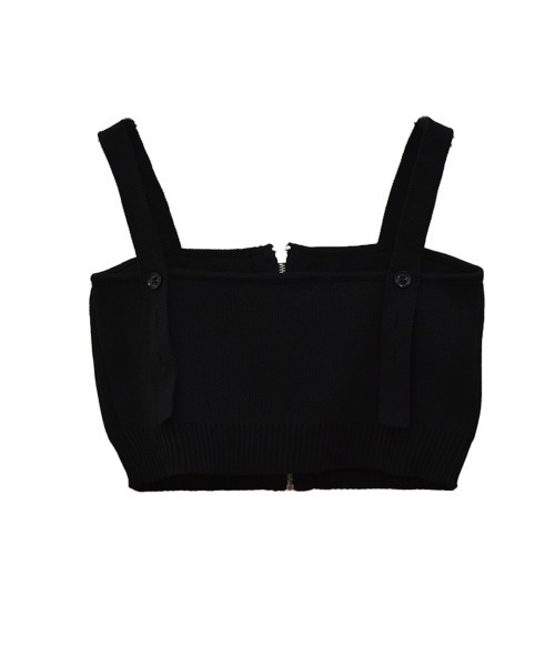 Reurie'（レウリィ）の「ZIP付ニットビスチェ／ zip knit bustier ノースリーブ キャミソール クロップド ミニ丈 レイヤード 重ね着 シンプル 大人カジュアル レディライク 韓国 グレー チャコール 黒 ブラック（キャミソール・レディース・ブラック/チャコールグレー・FREE）」の4枚目の写真