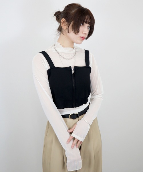 セール】ZIP付ニットビスチェ／ zip knit bustier ノースリーブ