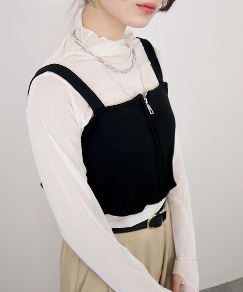 セール】ZIP付ニットビスチェ／ zip knit bustier ノースリーブ