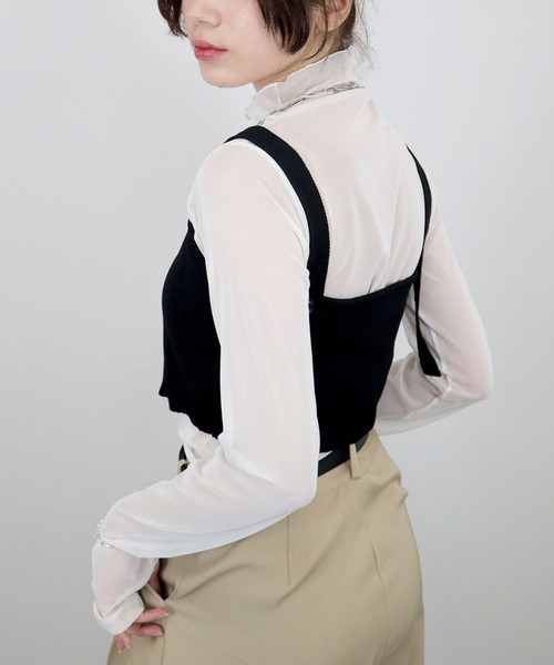 セール】ZIP付ニットビスチェ／ zip knit bustier ノースリーブ