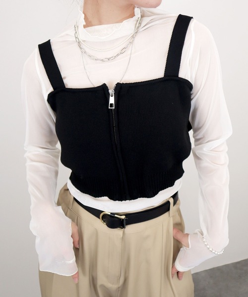 【新品タグ付き】ノーブル ニードバイヘリテージビスチェ サイズS セール】ZIP付ニットビスチェ／ zip knit bustier ノースリーブ