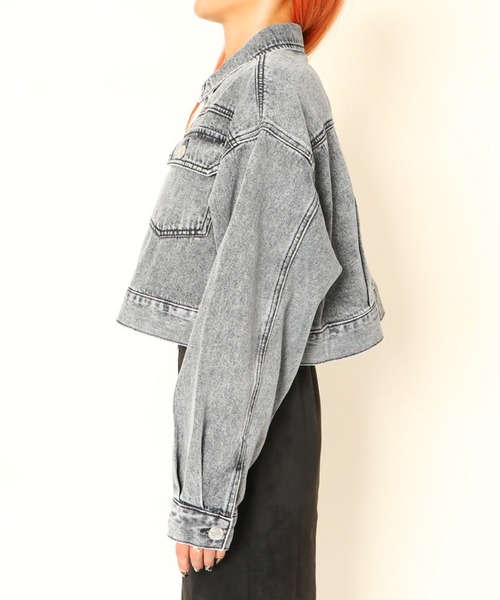 GORGE(ゴージ)の「《ショート丈×ヴィンテージ加工》レディース デニムジャケット Gジャン 羽織り トレンド 春秋(デニムジャケット・レディース・ブルー/ブラック・F)」の6枚目の写真