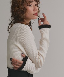ad thie | 配色フレアスリーブリブニット(ニット/セーター)