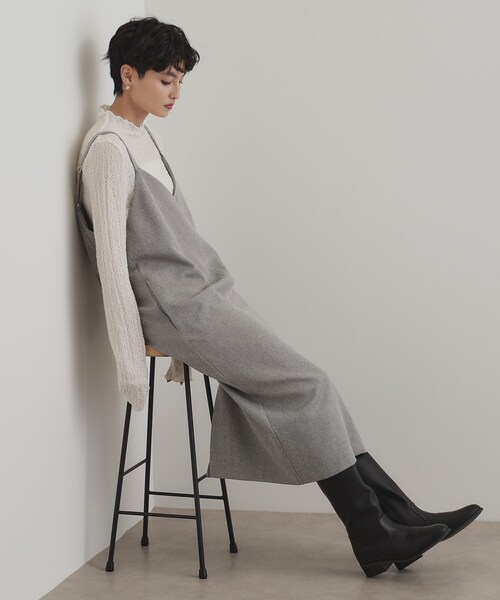 OPAQUE.CLIP(オペークドットクリップ)の「ウールライクVネックジャンパースカート【洗濯機洗い可】(ワンピース・レディース・グレー系3/チャコール・36/38/40/42)」の15枚目の写真