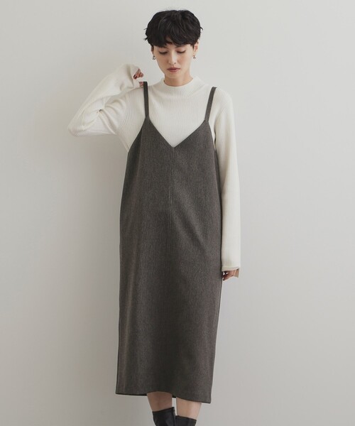 OPAQUE.CLIP(オペークドットクリップ)の「ウールライクVネックジャンパースカート【洗濯機洗い可】(ワンピース・レディース・グレー系3/チャコール・36/38/40/42)」の17枚目の写真