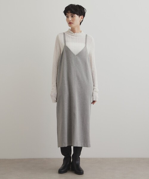 OPAQUE.CLIP(オペークドットクリップ)の「ウールライクVネックジャンパースカート【洗濯機洗い可】(ワンピース・レディース・グレー系3/チャコール・36/38/40/42)」の22枚目の写真