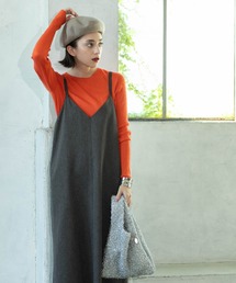 OPAQUE.CLIP | ウールライクVネックジャンパースカート【洗濯機洗い可】(ワンピース)