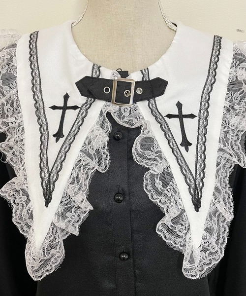 MA*RS（アメーバーマーズ）の「ベルト付きクロス刺繍ブラウス/地雷系（シャツ/ブラウス・レディース・ホワイト/ブラック・FREE）」の16枚目の写真