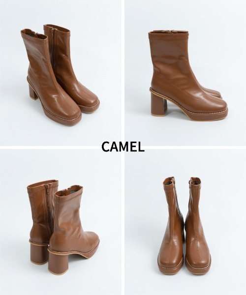 Fabby fabby（ファビィーファビィー）の「ストレッチボリュームショートブーツ（ブーツ・レディース・ブラック/キャメル/オフホワイト・MEDIUM/LARGE/SMALL）」の16枚目の写真