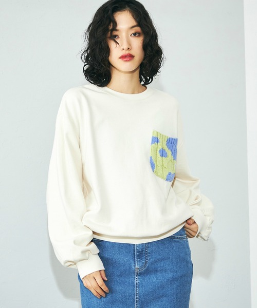 Lee(リー)の「ニットポケットスウェット(スウェット・レディース・パープル/ブラウン/グレー・MEDIUM)」の5枚目の写真